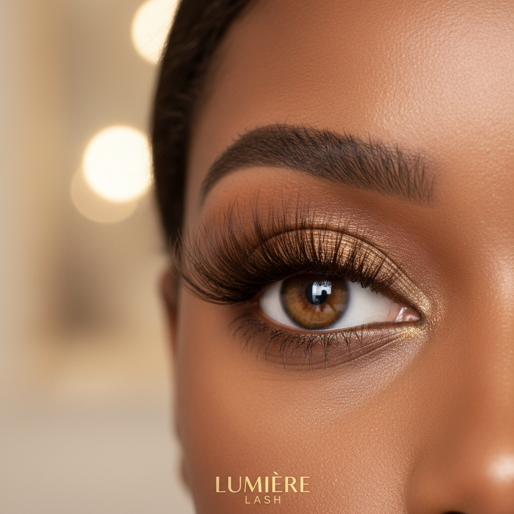 Brown eyelashes on model