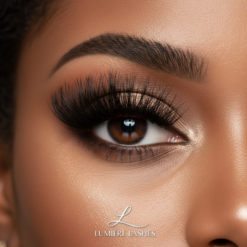 Model with dramatic 3D mink eyelashes